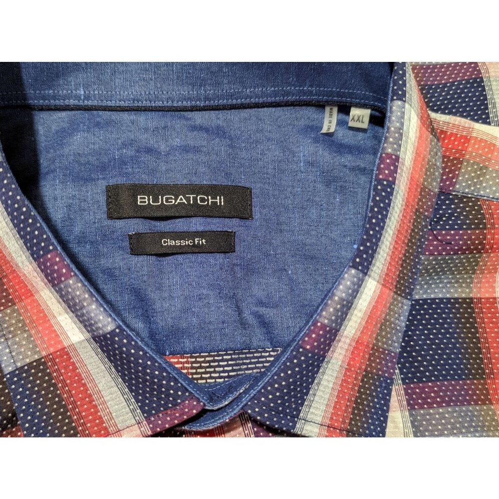BUGATCHI long sleeve button down plaid career casual men shirt classic fit‎ XXL - Picture 7 of 9